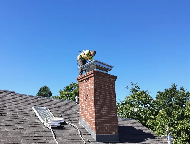 Miami Beach Chimney Sweep technician measuring a chimney cap in Miami Beach, FL