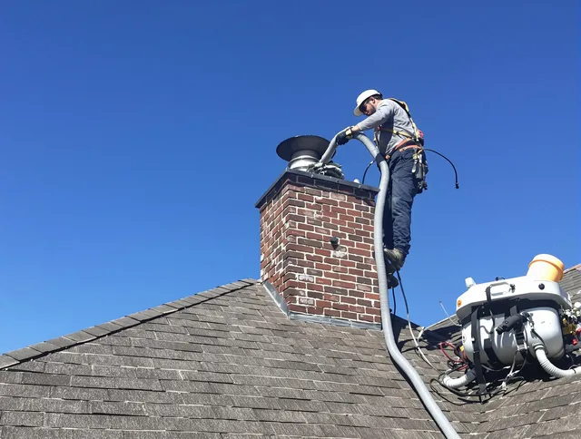 Dedicated Miami Beach Chimney Sweep team member cleaning a chimney in Miami Beach, FL