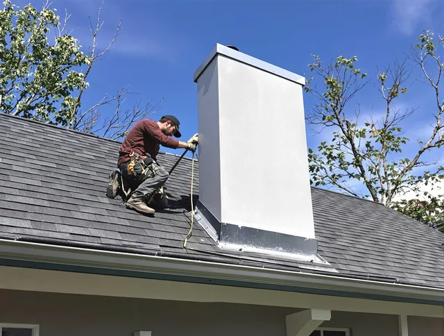 Miami Beach Chimney Sweep team member finishing chimney construction in Miami Beach, FL