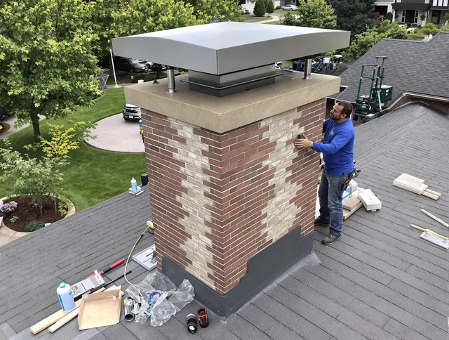 Miami Beach Chimney Sweep team working on a custom chimney remodel in Miami Beach, FL