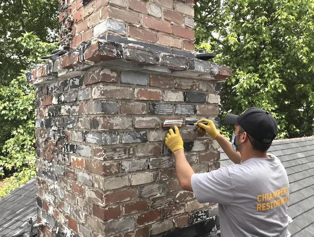 In-progress chimney restoration by Miami Beach Chimney Sweep in Miami Beach, FL